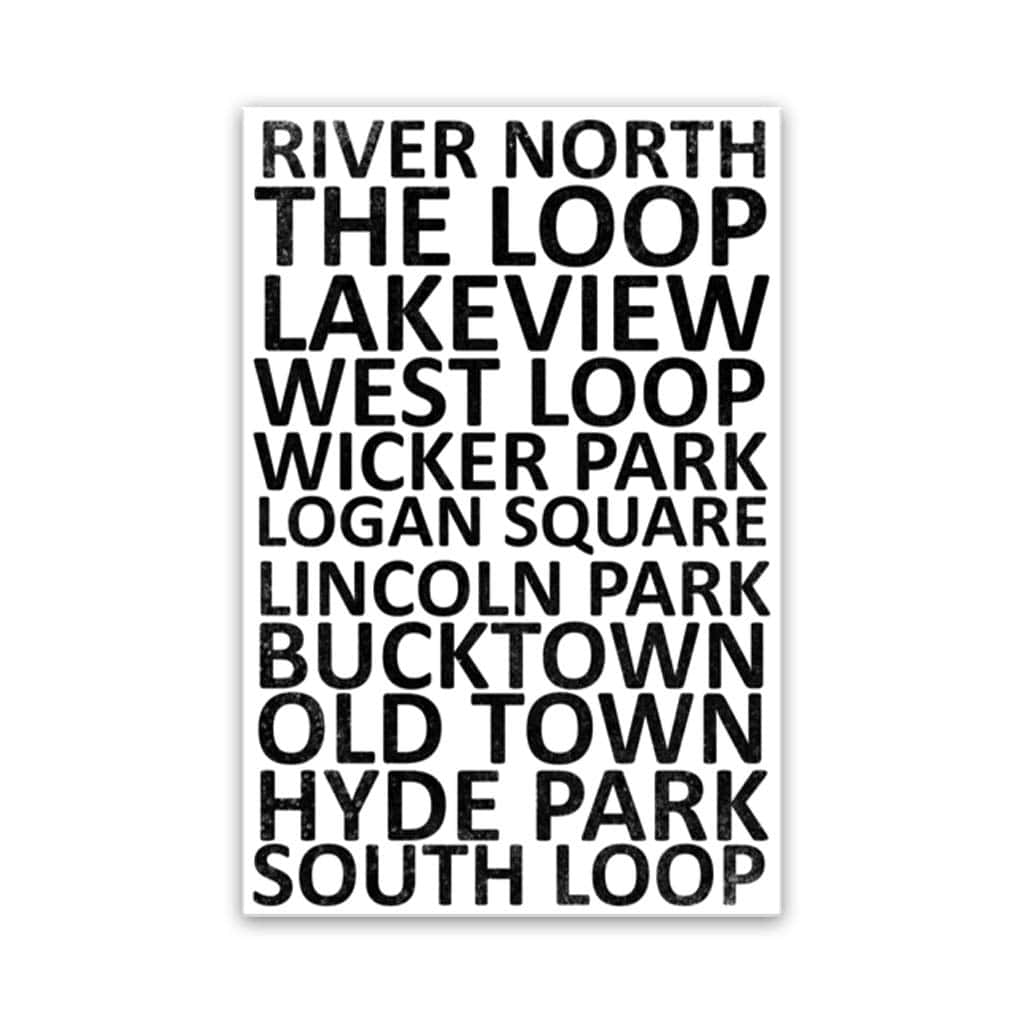 Chicago Neighborhood Canvas Wall Art Print - White