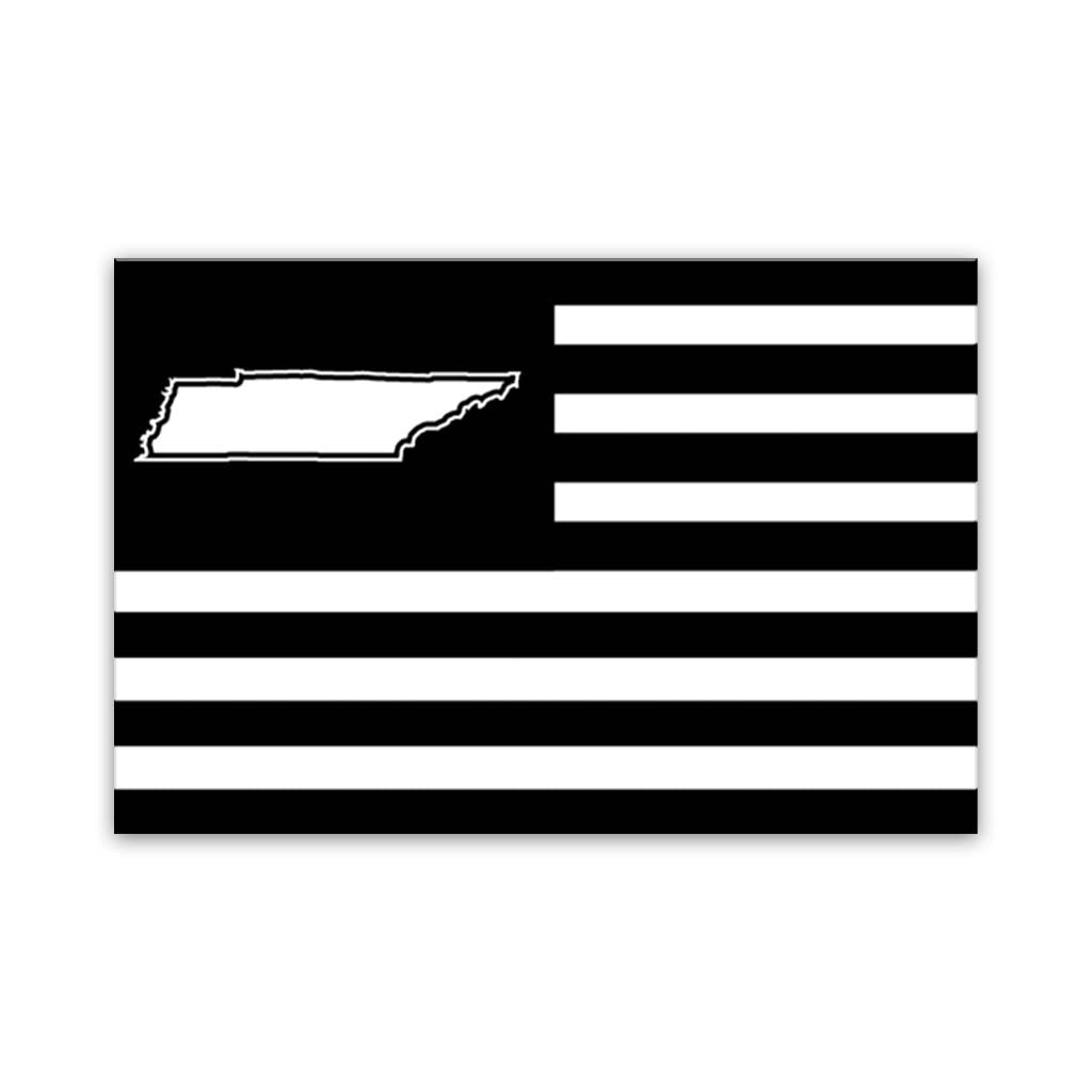 Black and White Tennessee American Flag Canvas Wall Art Print