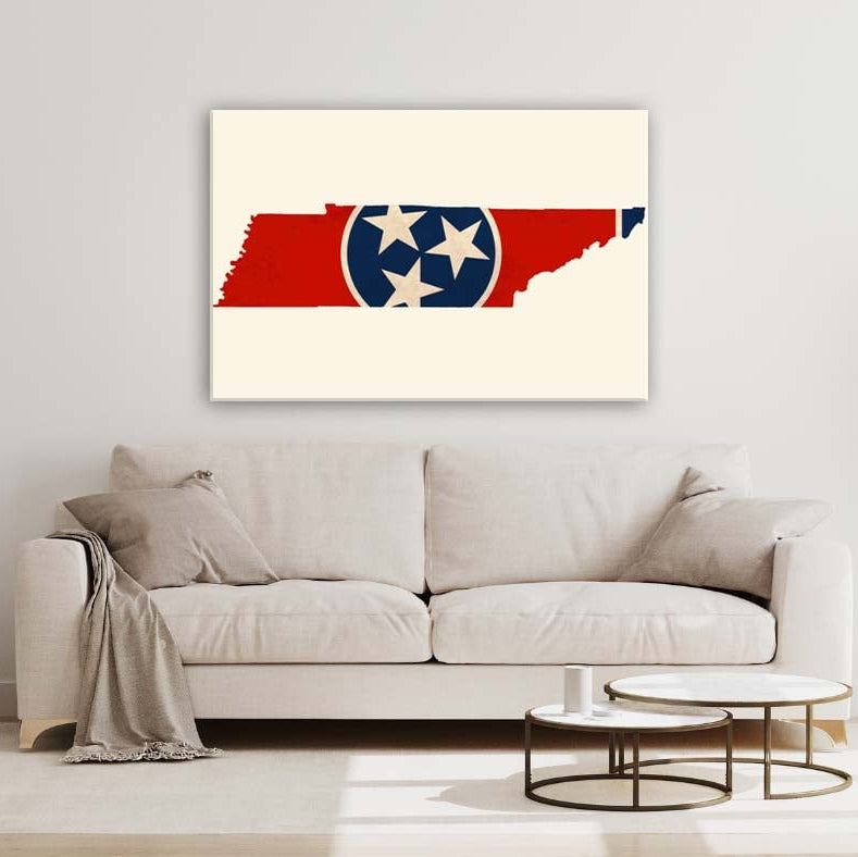 Distressed Tennessee Flag Silhouette Canvas Wall Art Print