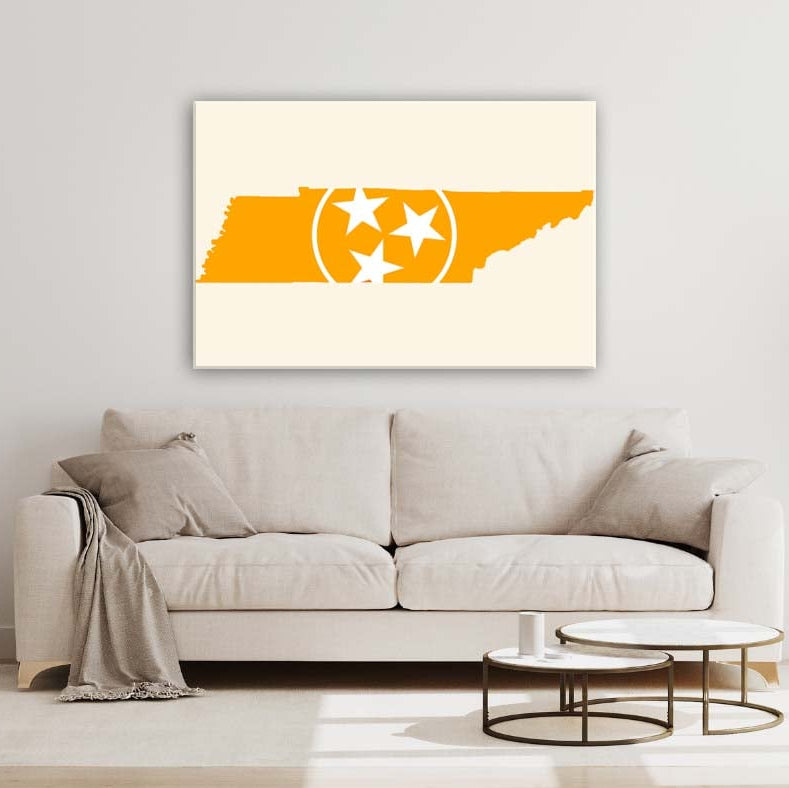 Orange & White Tennessee Flag Silhouette Canvas Wall Art Print