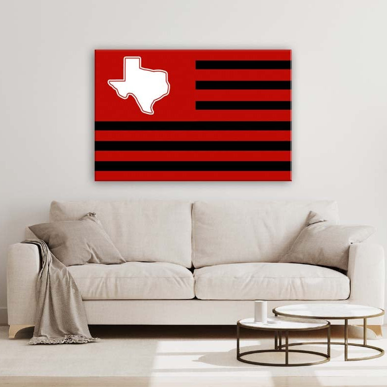 Red and Black Texas American Flag Canvas Wall Art Print