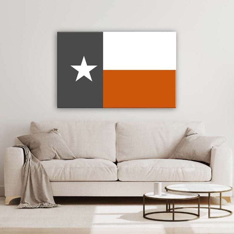 Burnt Orange and Gray Texas Flag Canvas Wall Art Print