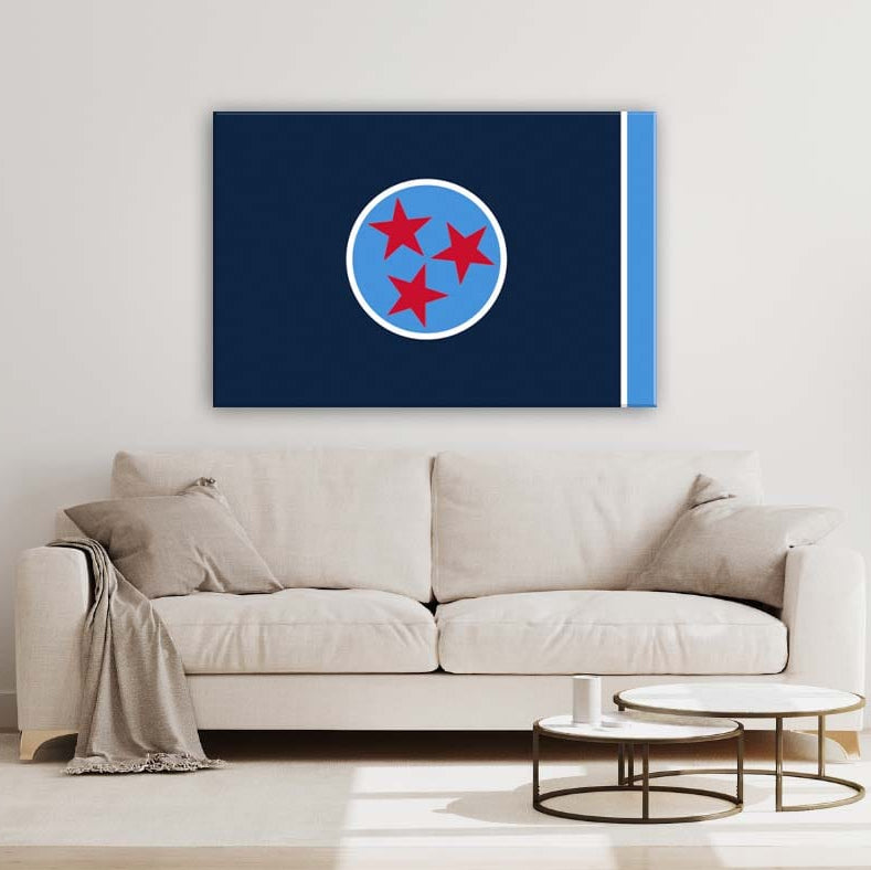 Navy & Teal Tennessee Flag Canvas Wall Art Print