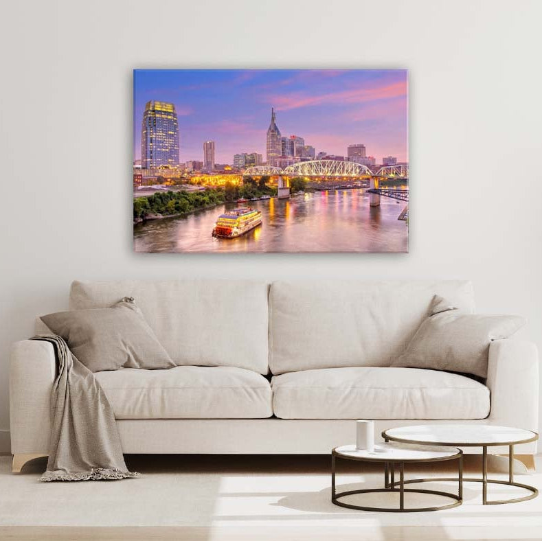 Nashville Skyline Sunset Canvas Wall Art Print