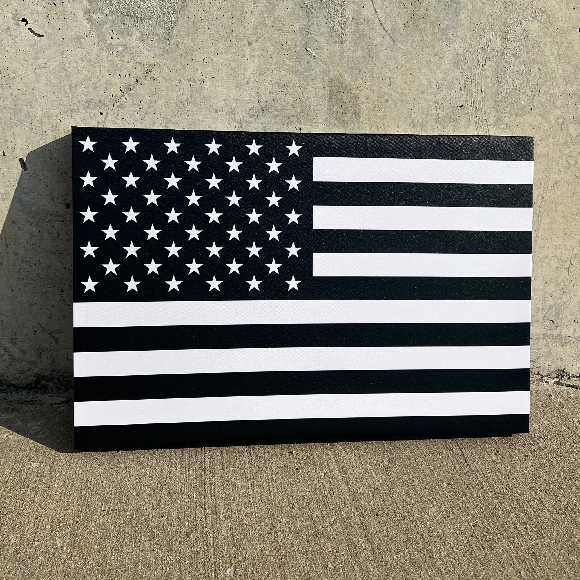 Black & White American Flag Canvas Wall Art Print