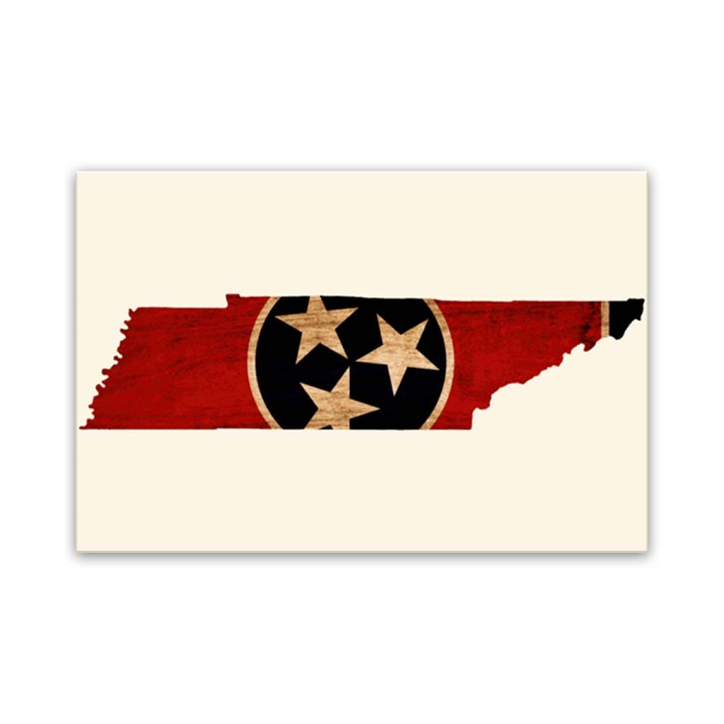 Rustic Tennessee Flag Silhouette Canvas Wall Art Print