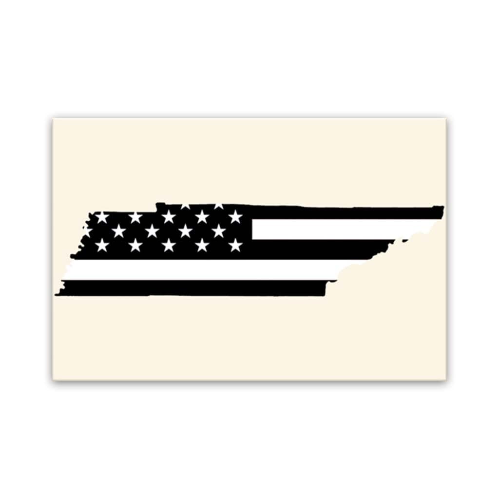 Tennessee Black &amp; White American Flag Silhouette Canvas Wall Art Print