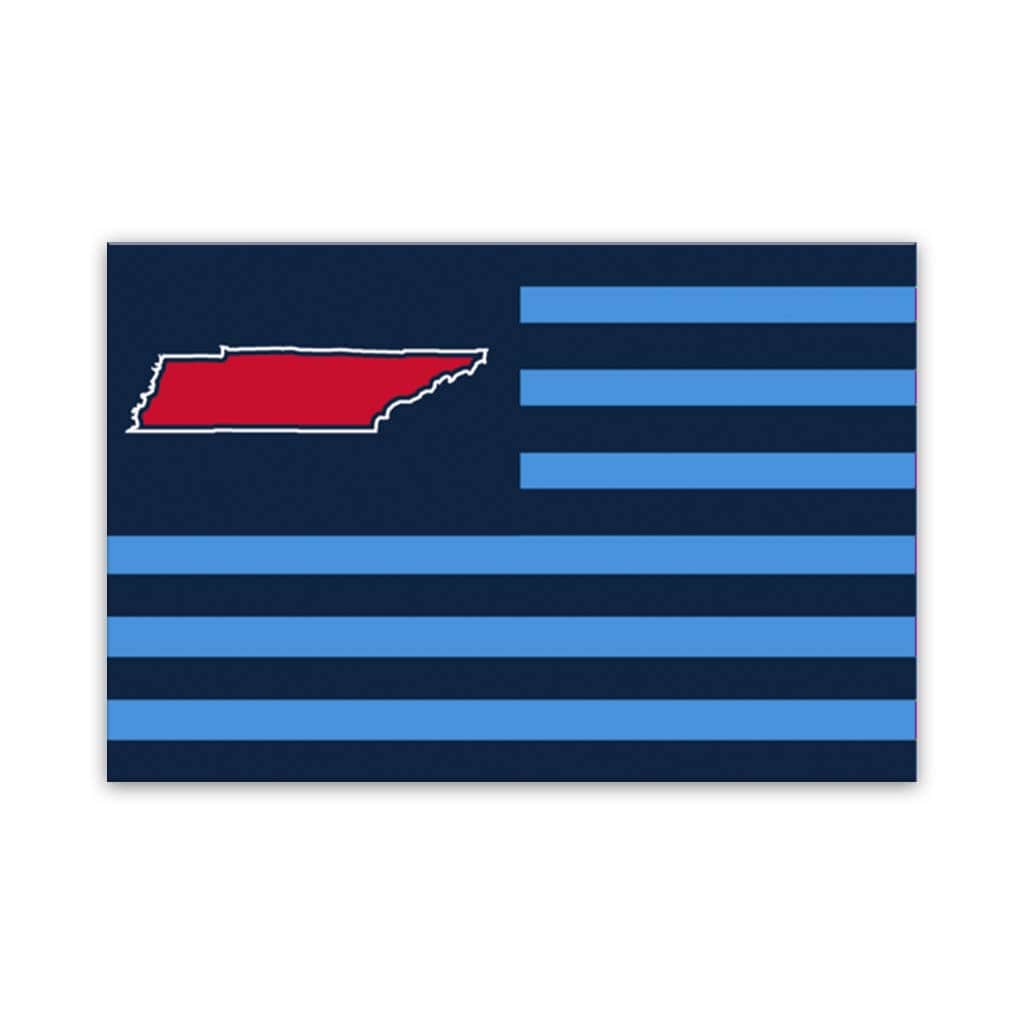 Navy and Light Blue Tennessee American Flag Canvas Wall Art Print