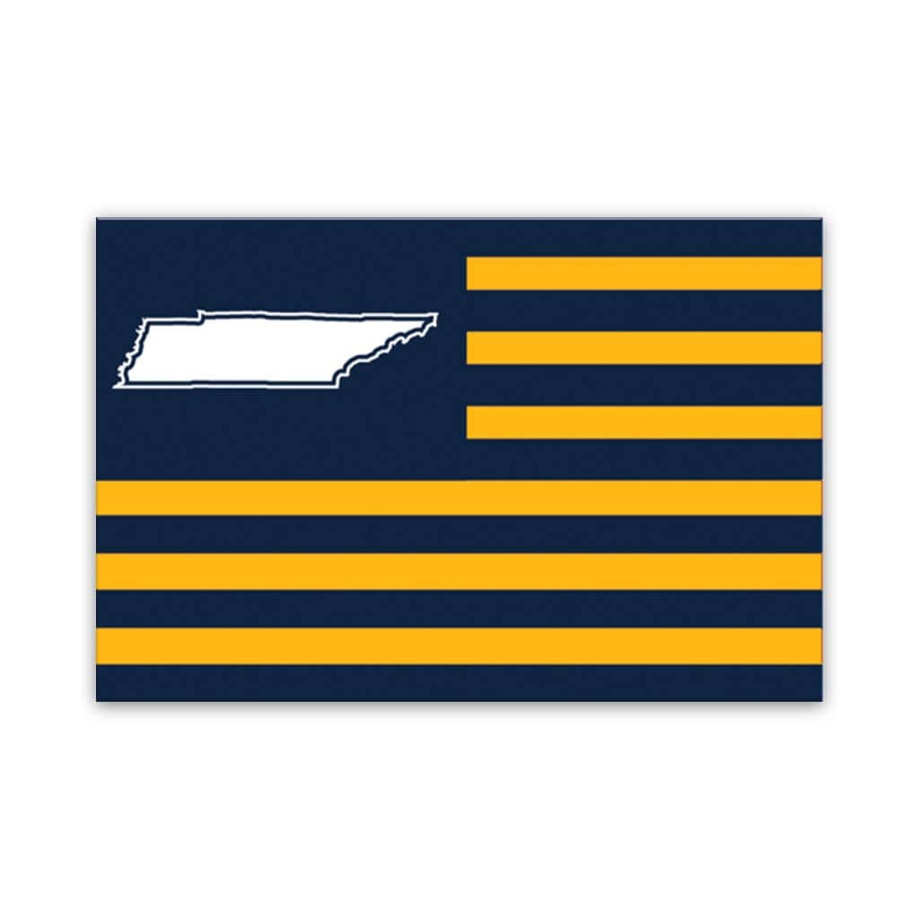 Navy and Yellow Tennessee American Flag Canvas Wall Art Print