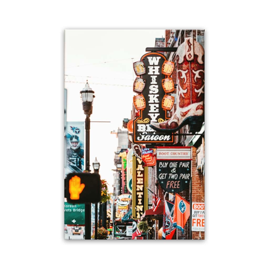 Nashville Lower Broadway Canvas Wall Art Print