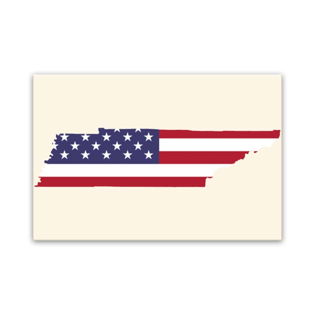 Tennessee American Flag Silhouette Canvas Wall Art Print