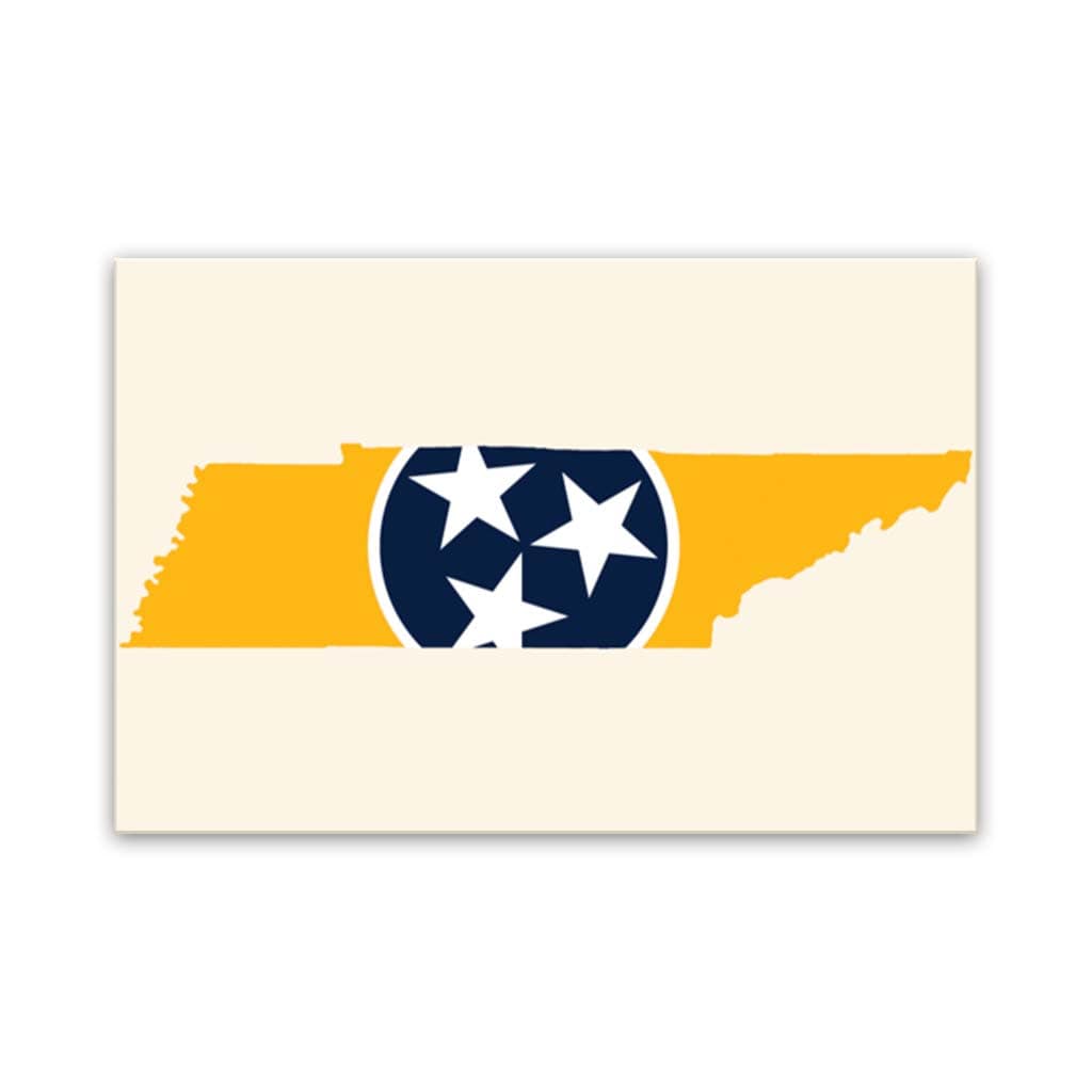 Navy &amp; Gold Tennessee Flag Silhouette Canvas Wall Art Print