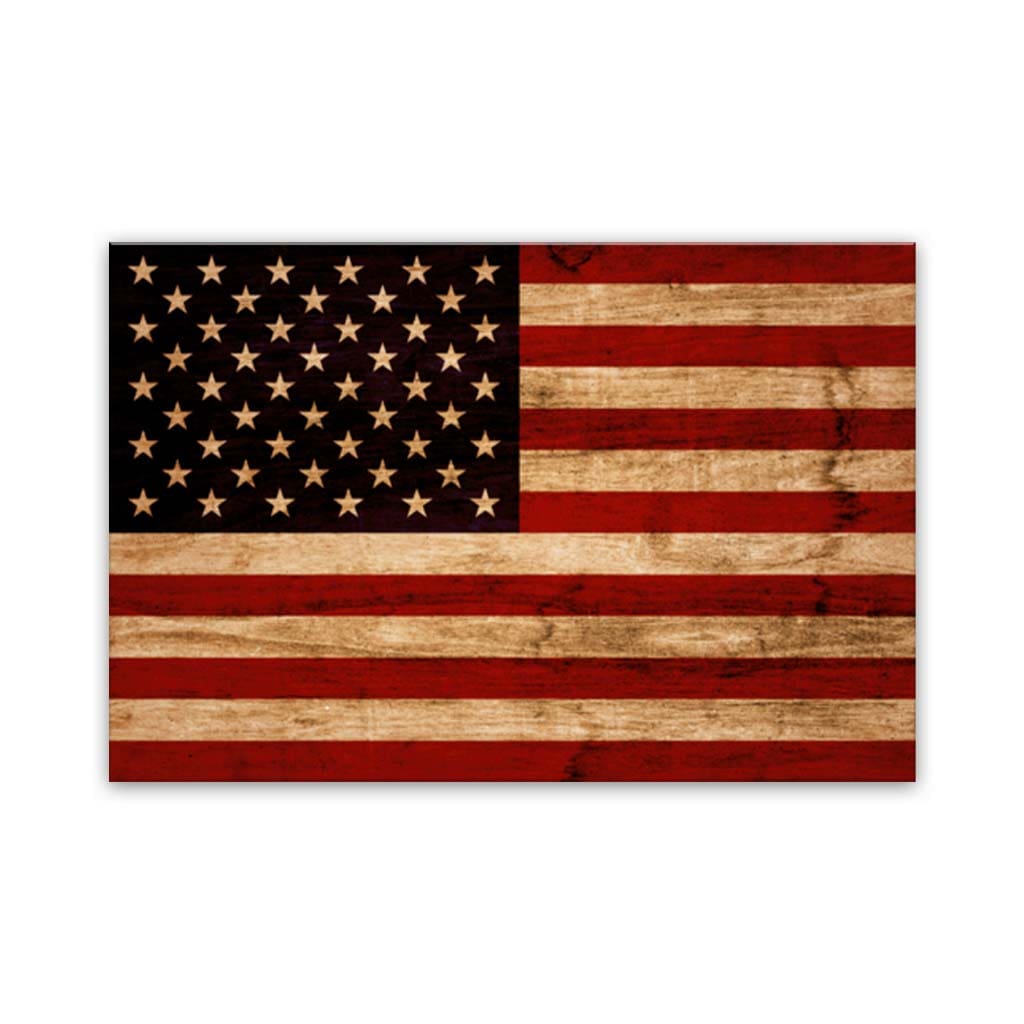 Rustic American Flag Canvas Wall Art Print