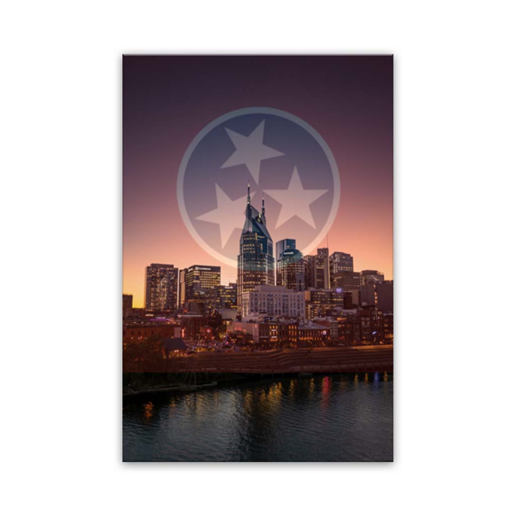 Nashville Skyline Tri Star Canvas Wall Art Print