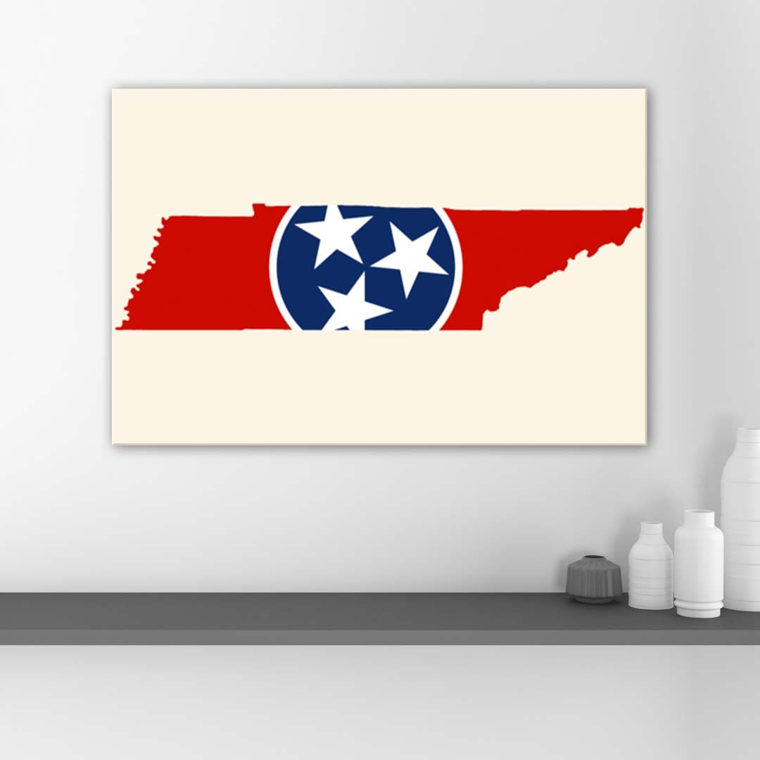 Tennessee Flag Silhouette Canvas Wall Art Print