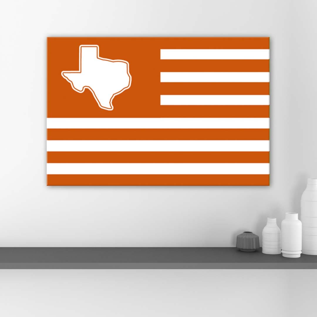 Burn Orange and White Texas American Flag Canvas Wall Art Print