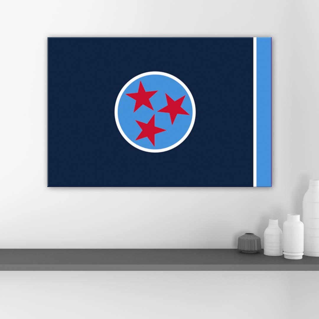 Navy & Teal Tennessee Flag Canvas Wall Art Print