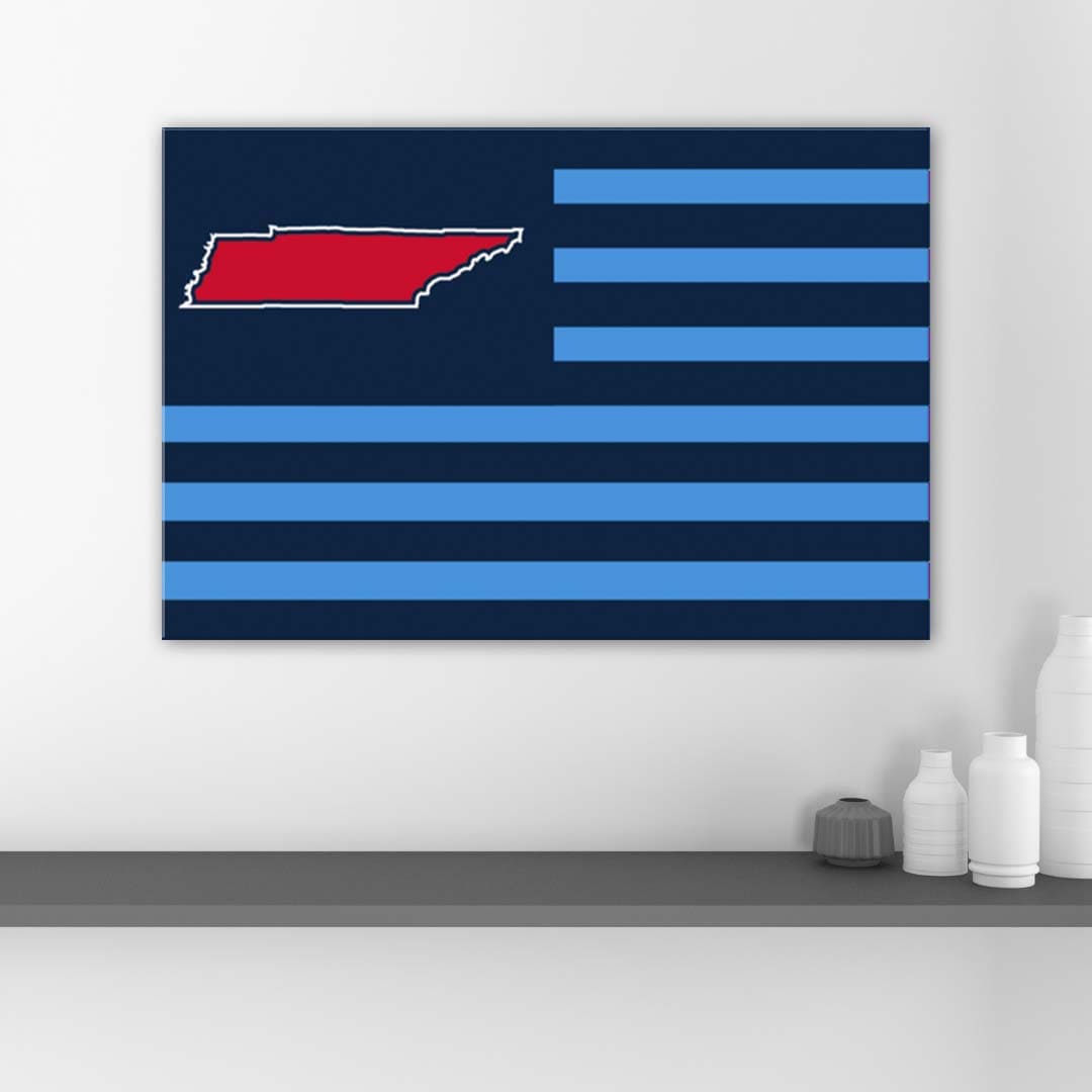 Navy and Light Blue Tennessee American Flag Canvas Wall Art Print