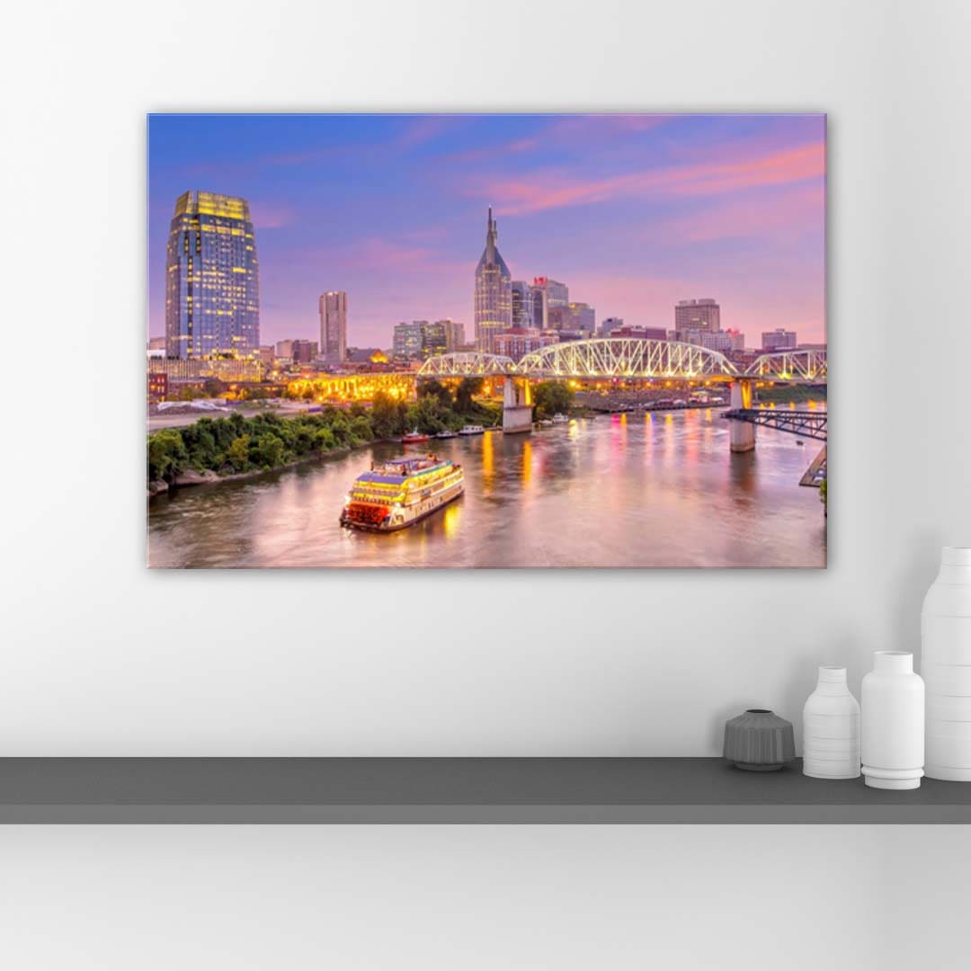Nashville Skyline Sunset Canvas Wall Art Print