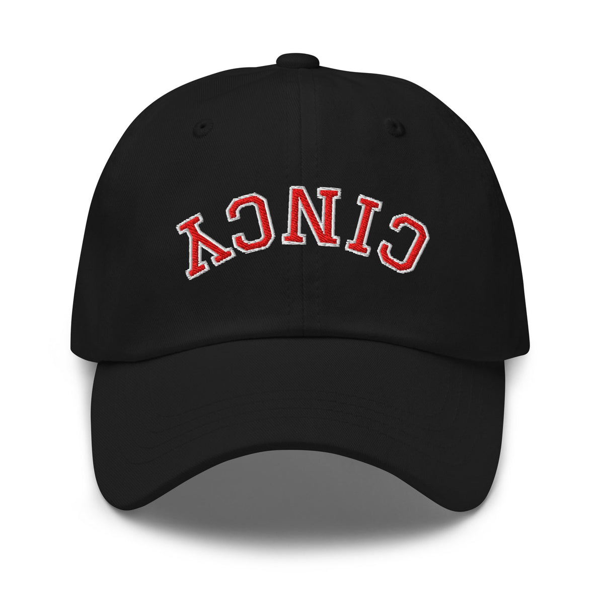 Upside Down Red &amp; White Cincy Dad Hat