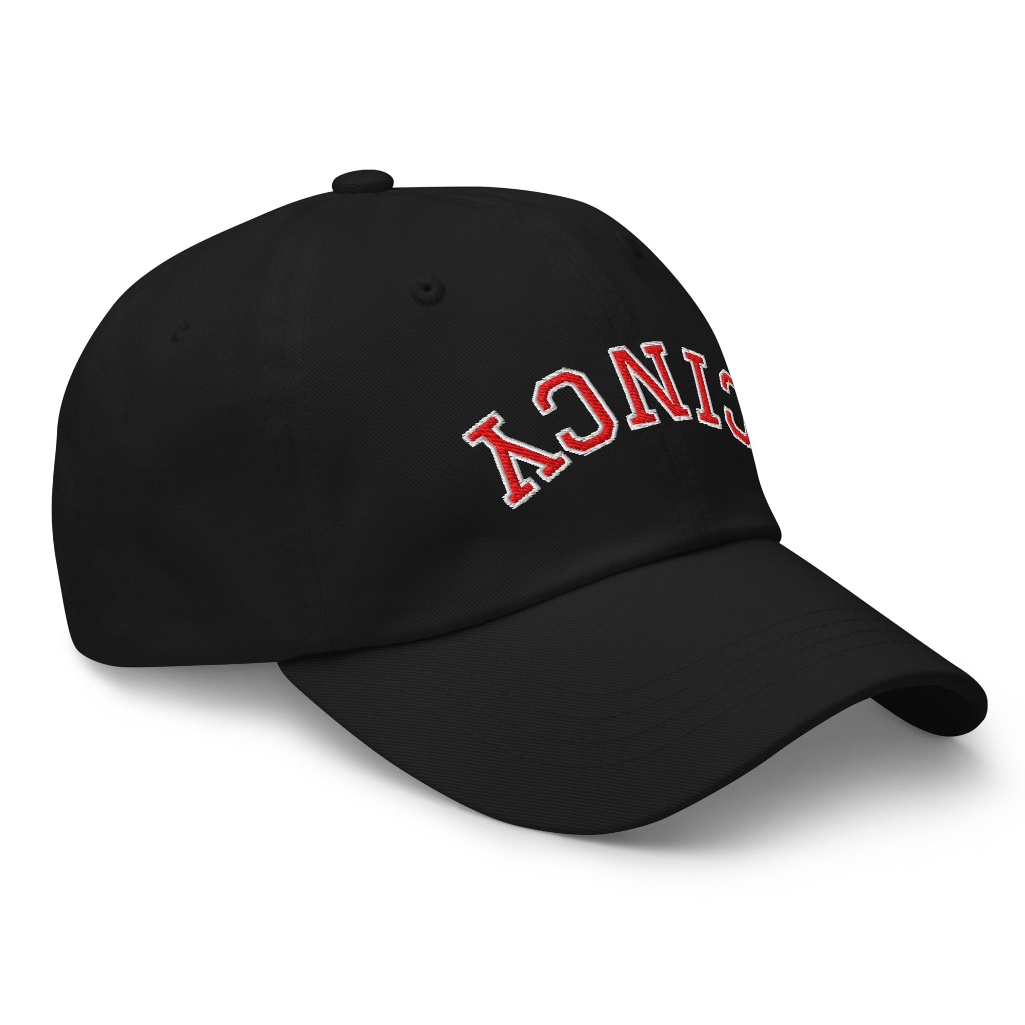 Upside Down Red & White Cincy Dad Hat