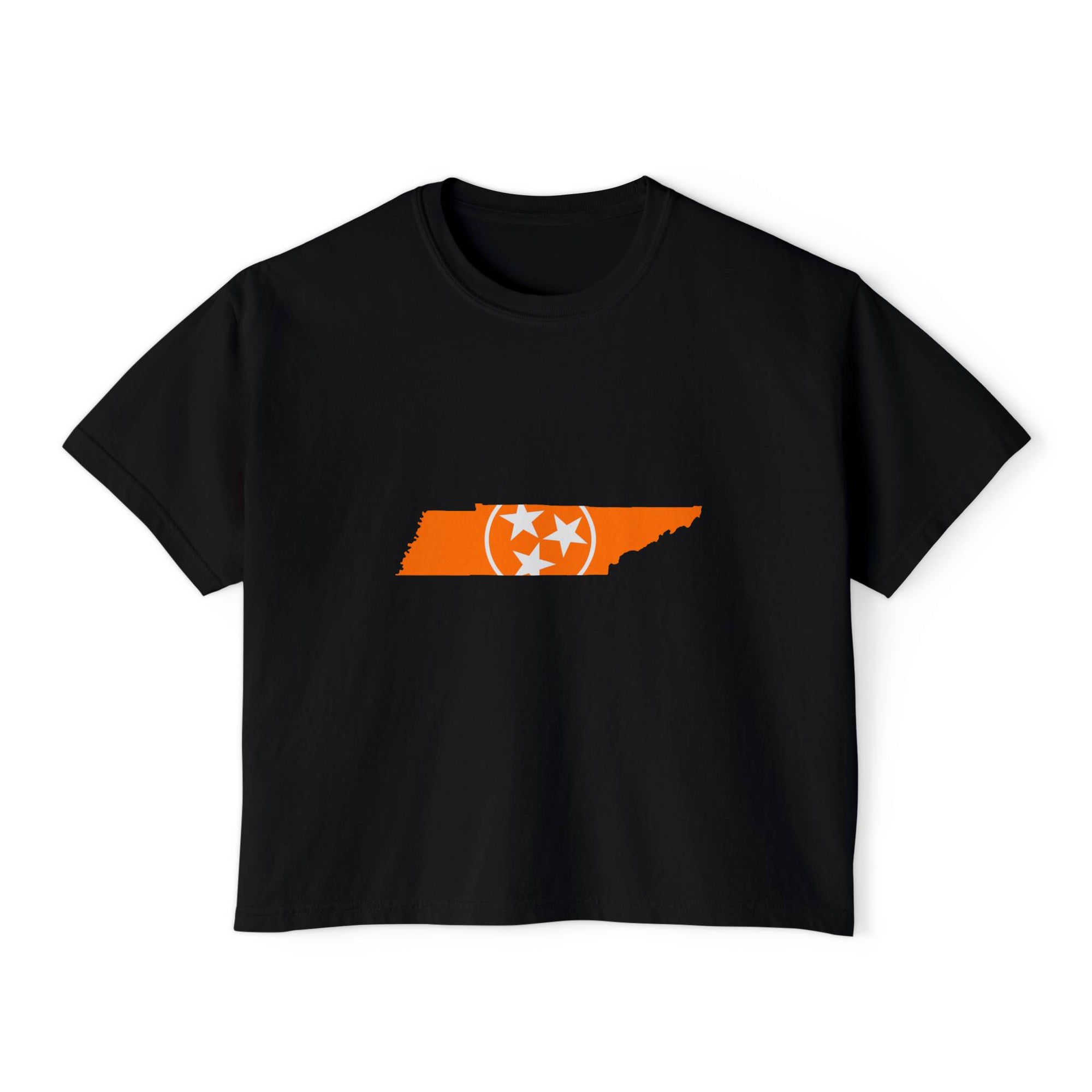 Orange Tennessee Flag Cropped Black T Shirt