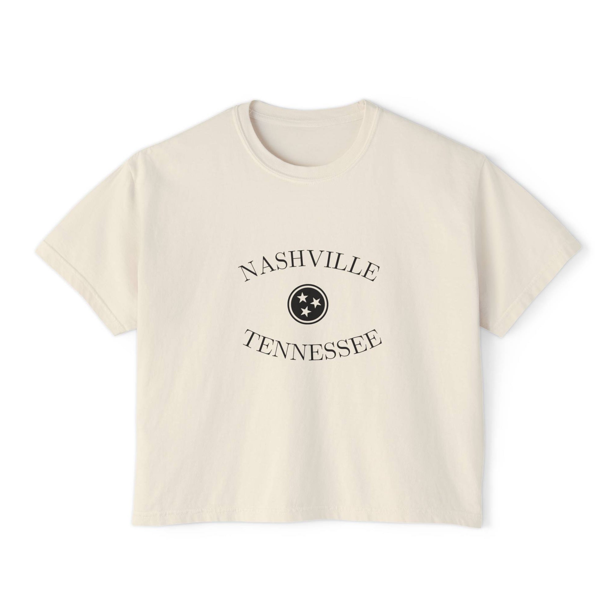 Nashville Tri Star Cropped Ivory T Shirt
