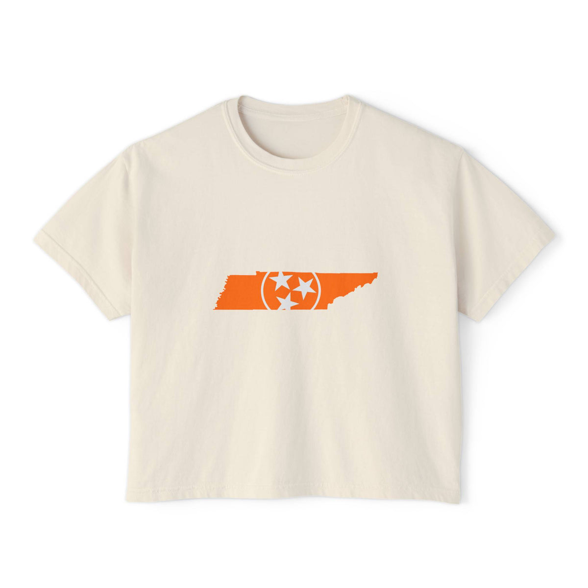 Orange Tennessee Flag Cropped Black T Shirt