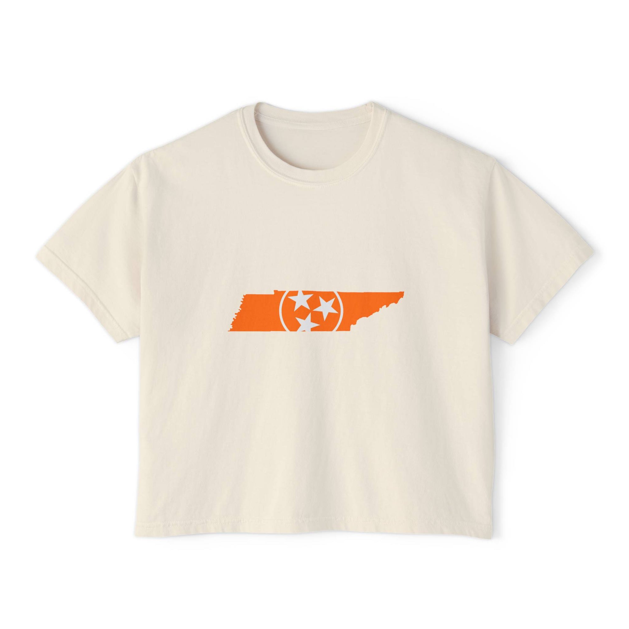 Orange Tennessee Flag Cropped Black T Shirt