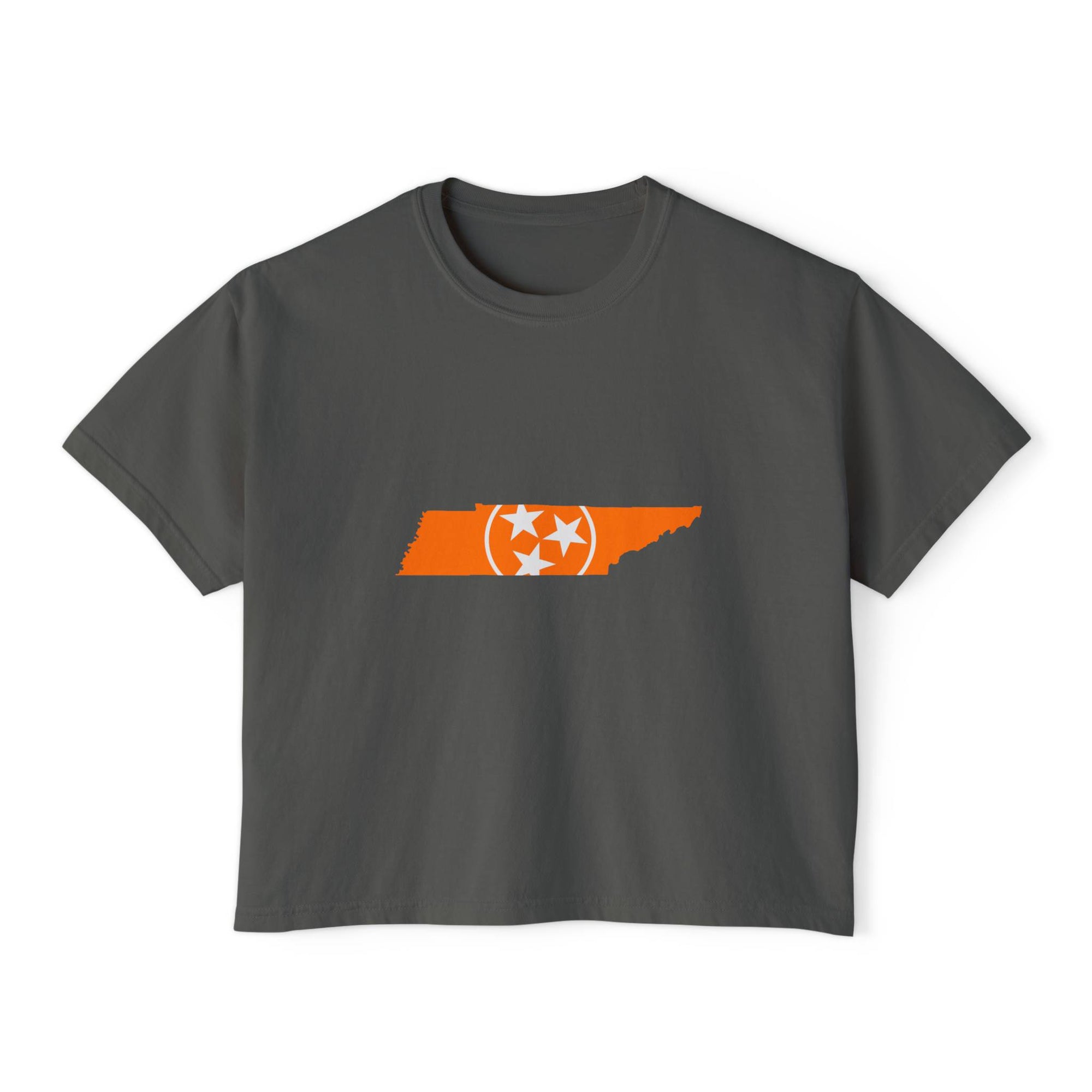 Orange Tennessee Flag Cropped Black T Shirt