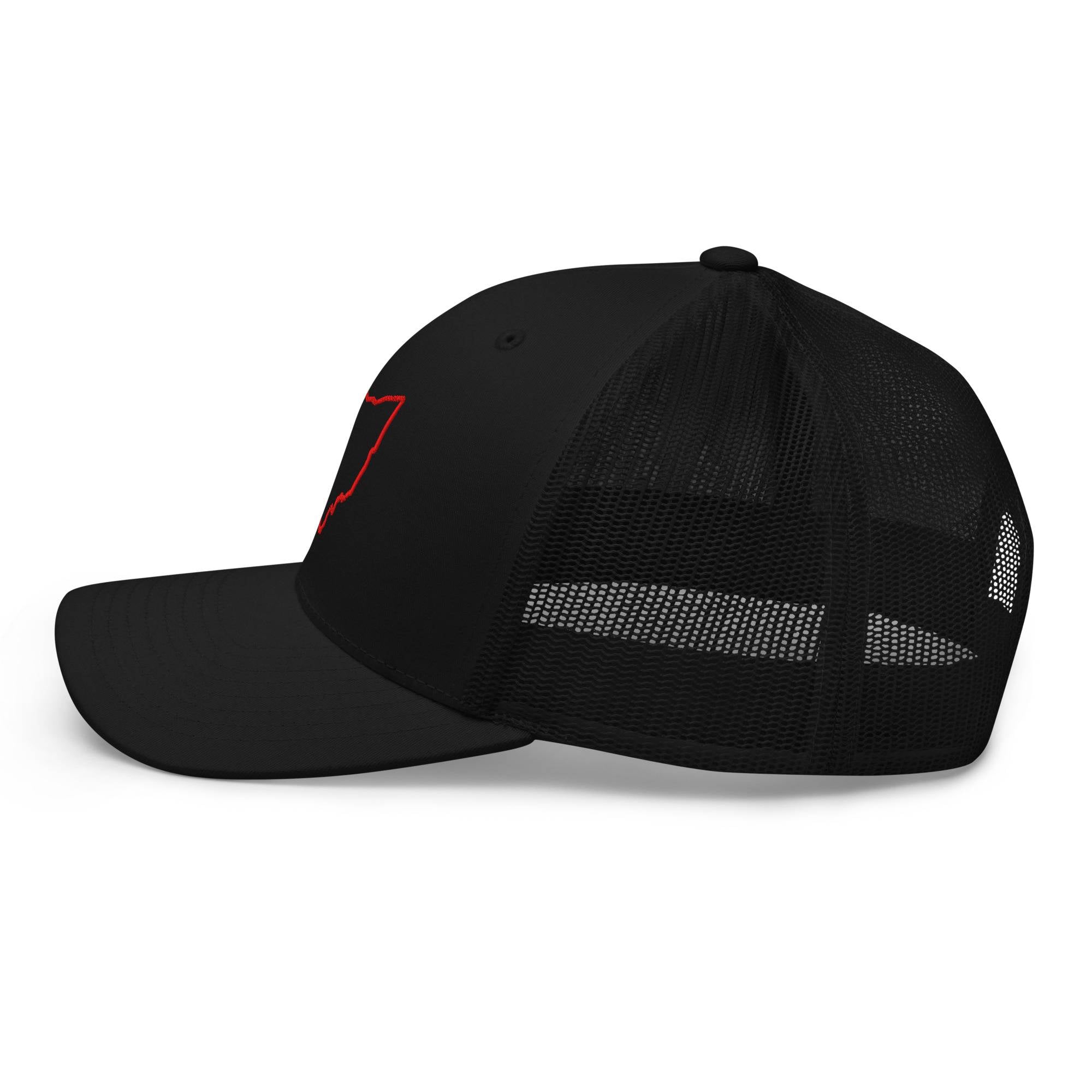 Red Ohio Outline Trucker Hat (Black)