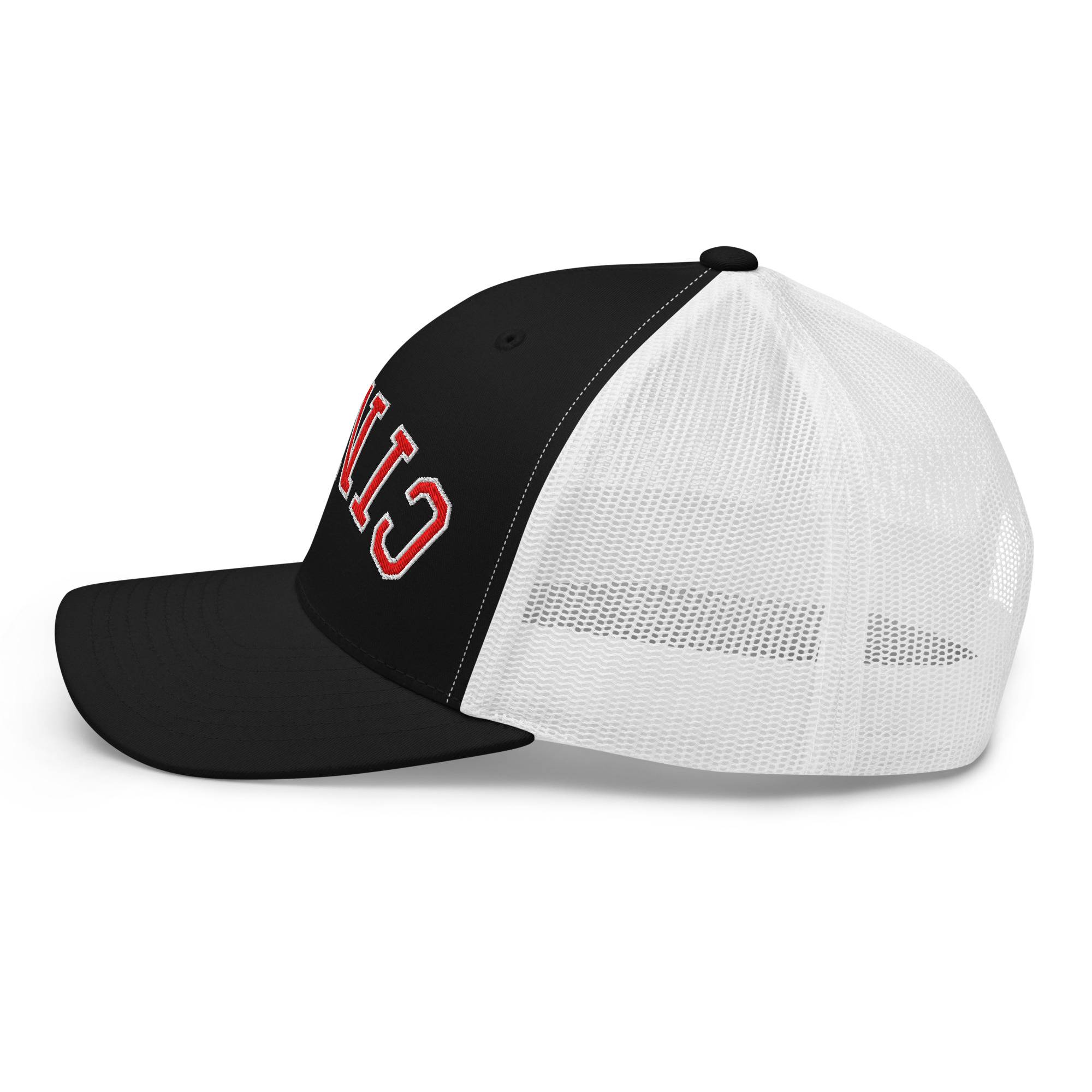 Upside Down Red & White Cincy Trucker Hat
