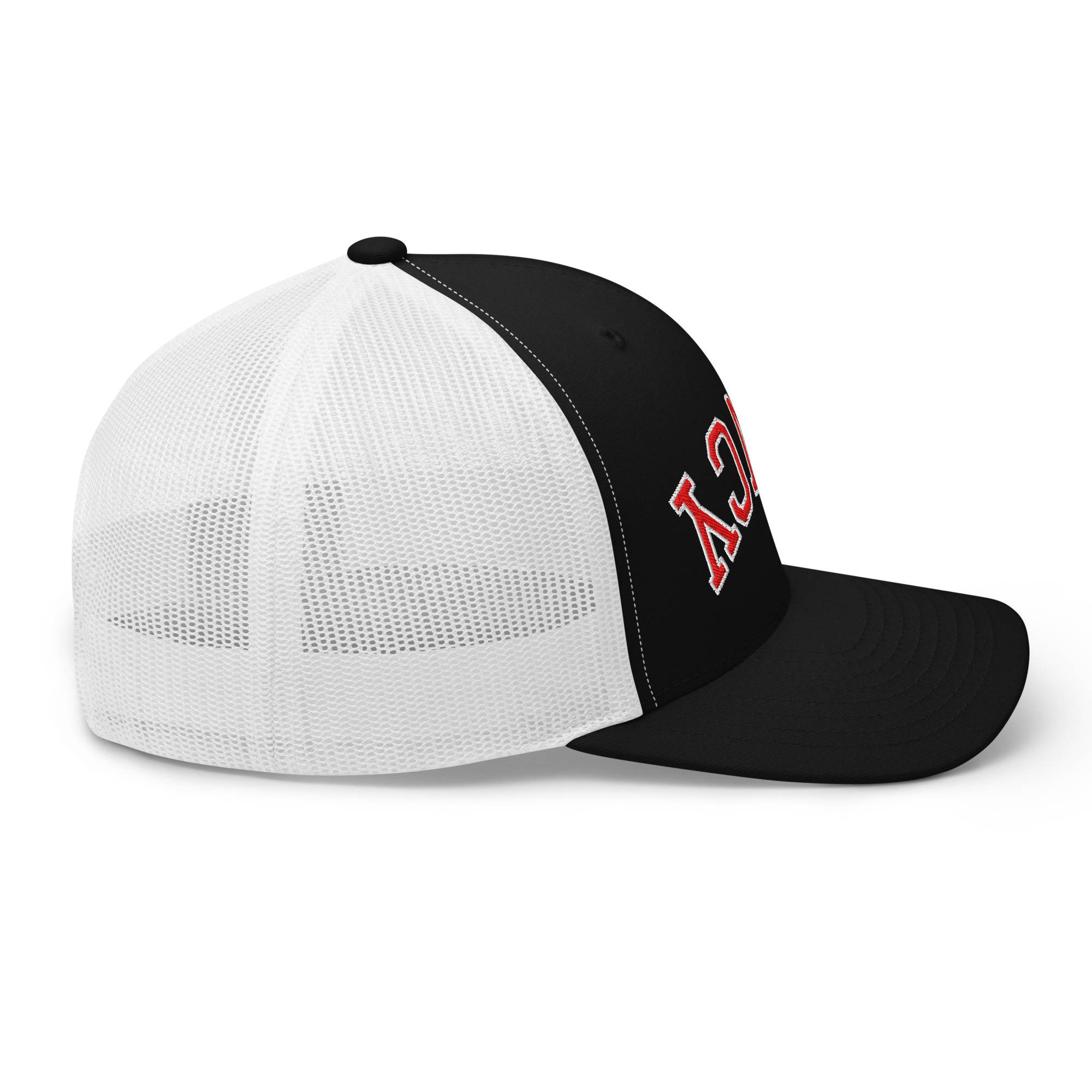 Upside Down Red & White Cincy Trucker Hat