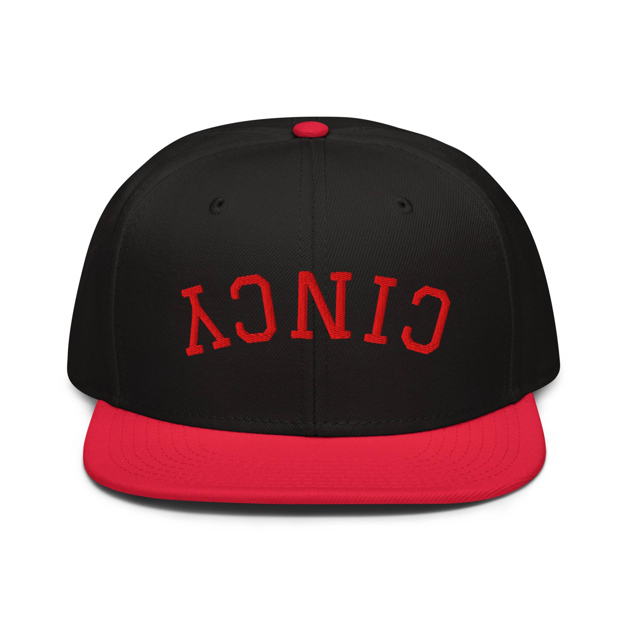 Upside Down Red Cincy Snapback Hat