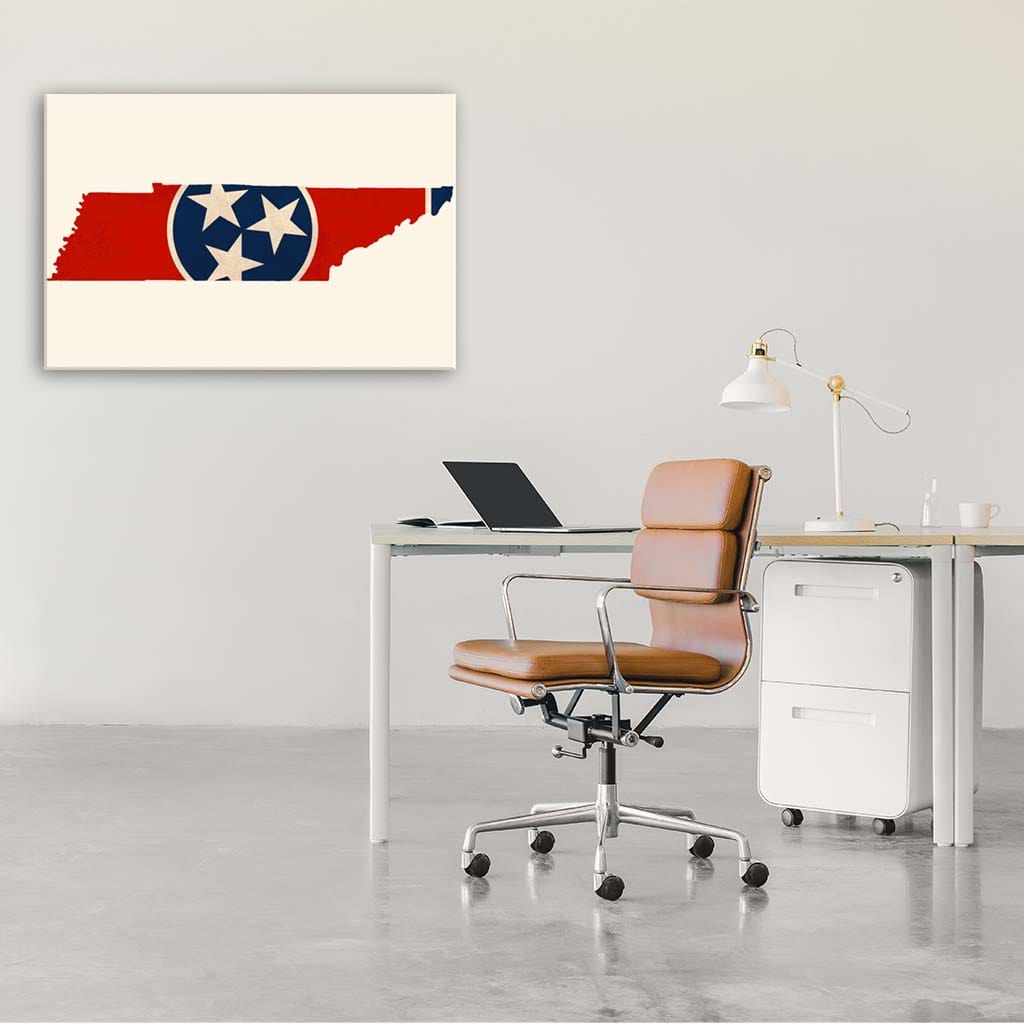 Distressed Tennessee Flag Silhouette Canvas Wall Art Print