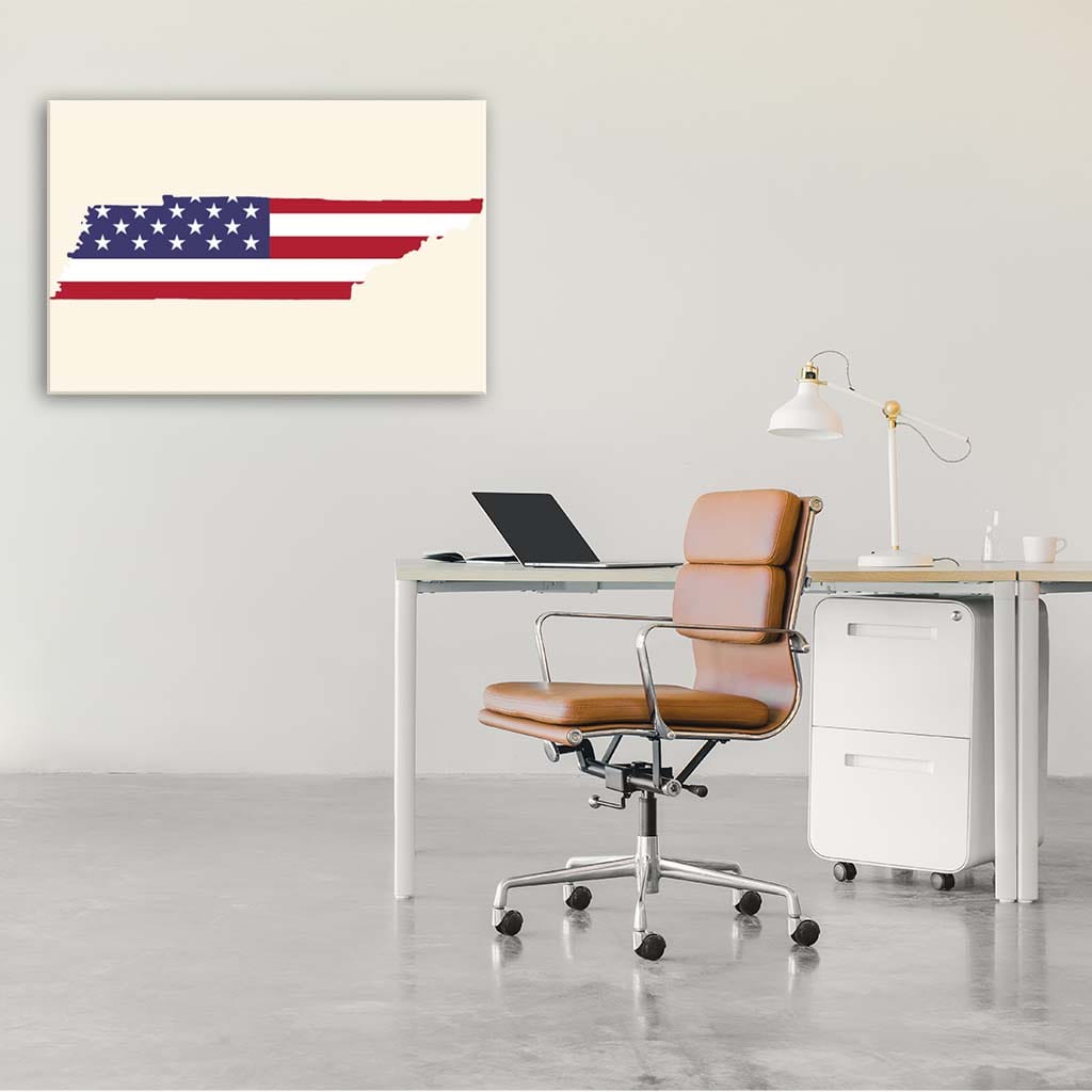 Tennessee American Flag Silhouette Canvas Wall Art Print