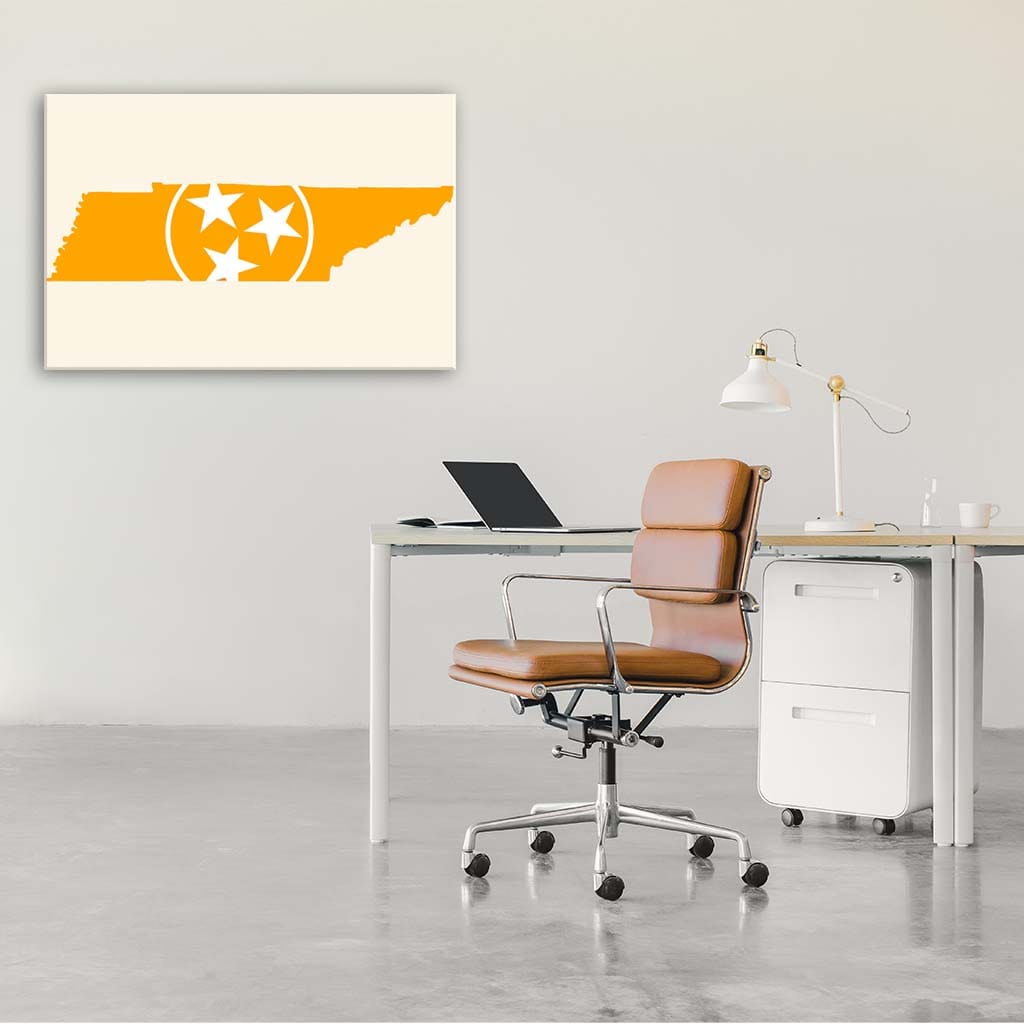 Orange & White Tennessee Flag Silhouette Canvas Wall Art Print