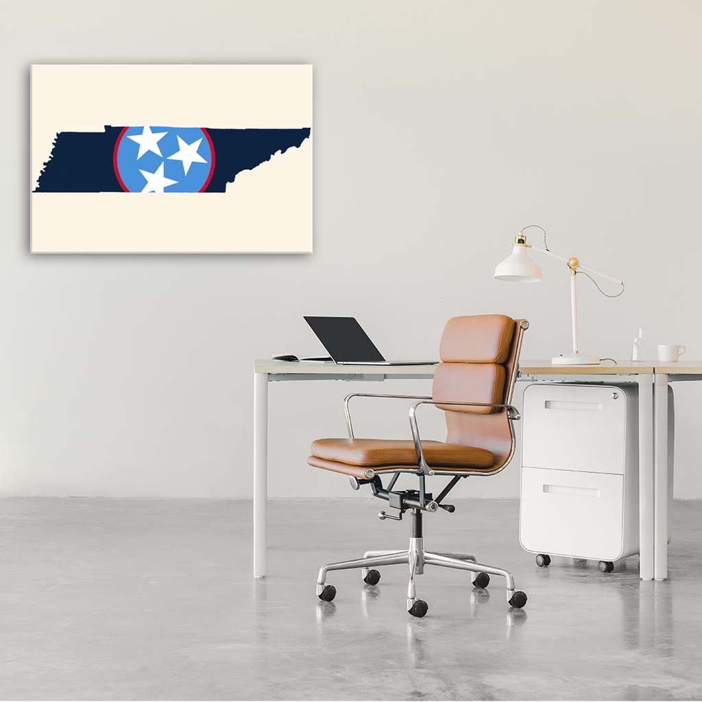 Navy & Teal Tennessee Flag Silhouette Canvas Wall Art Print