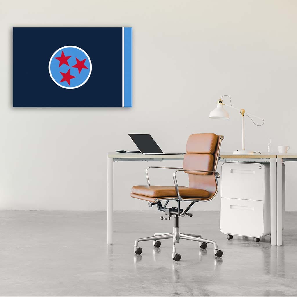 Navy & Teal Tennessee Flag Canvas Wall Art Print