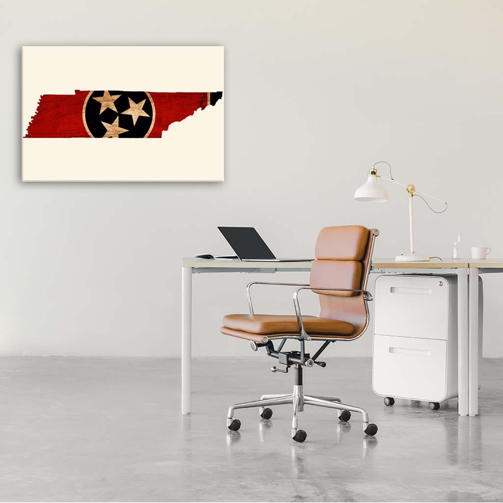 Rustic Tennessee Flag Silhouette Canvas Wall Art Print