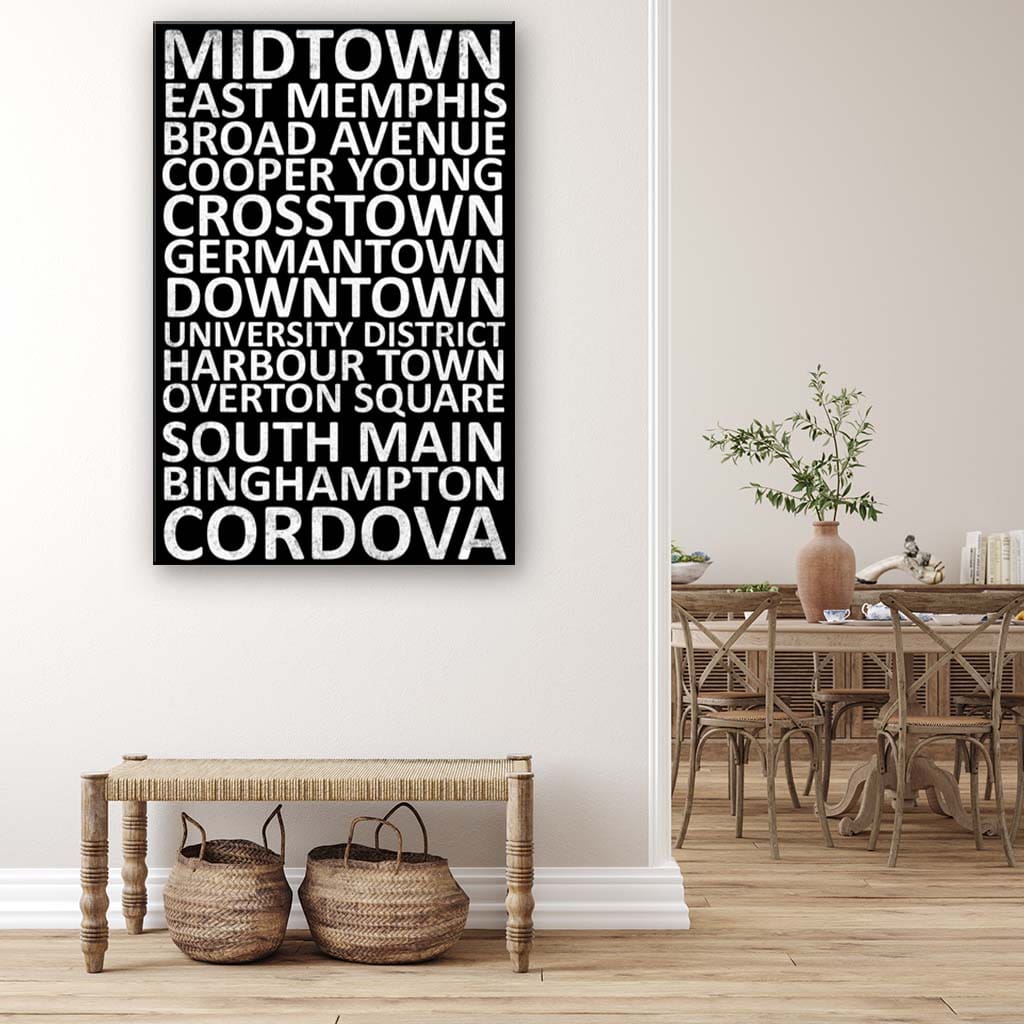 Memphis Neighborhood Print - Black With White Font