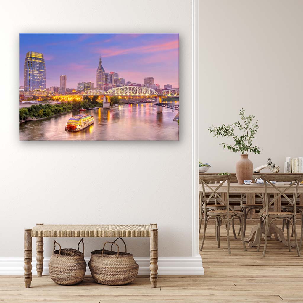 Nashville Skyline Sunset Canvas Wall Art Print