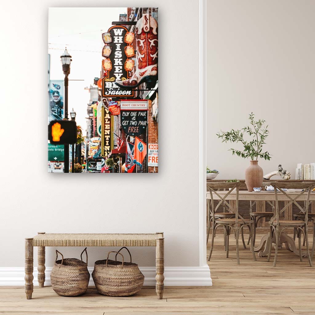 Nashville Lower Broadway Canvas Wall Art Print