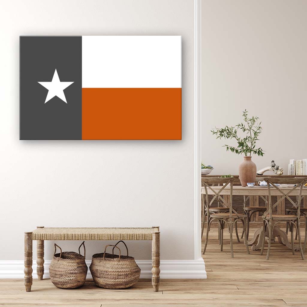 Burnt Orange and Gray Texas Flag Canvas Wall Art Print