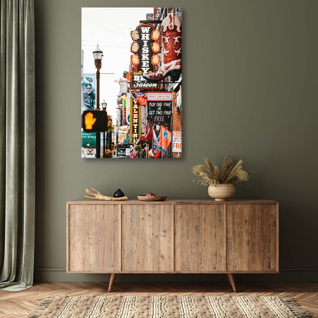 Nashville Lower Broadway Canvas Wall Art Print