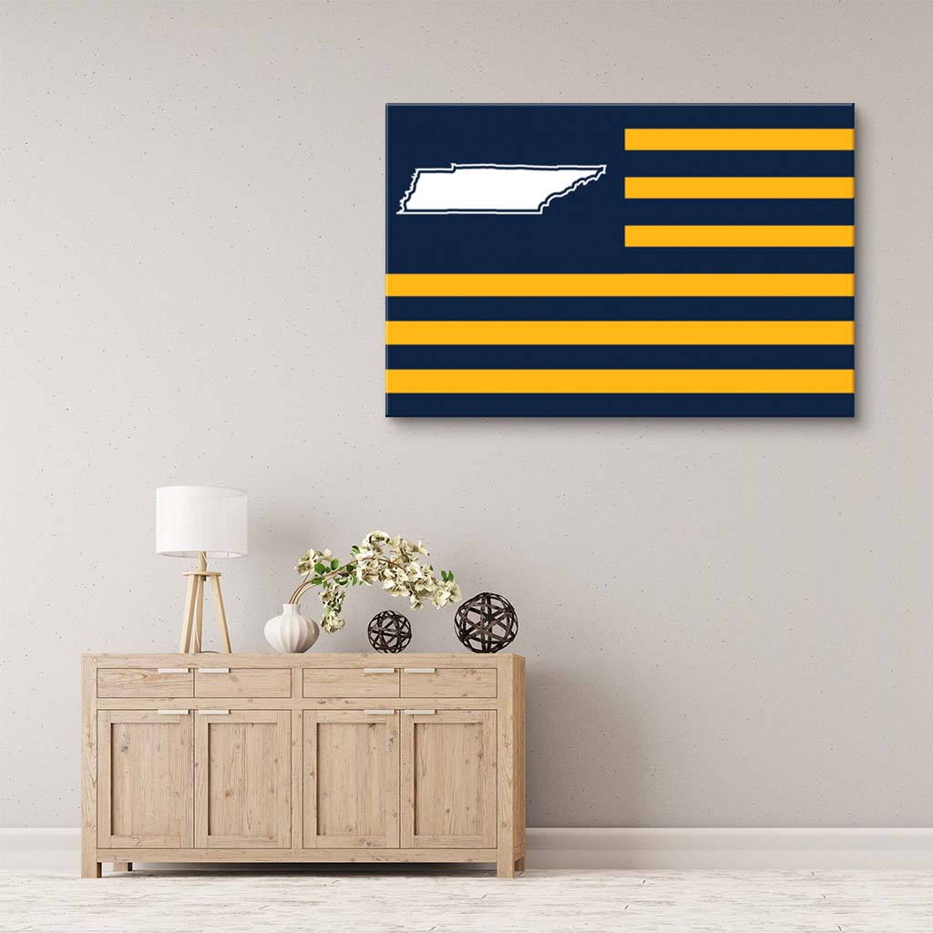 Navy and Yellow Tennessee American Flag Canvas Wall Art Print