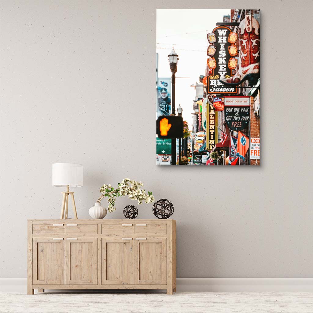 Nashville Lower Broadway Canvas Wall Art Print