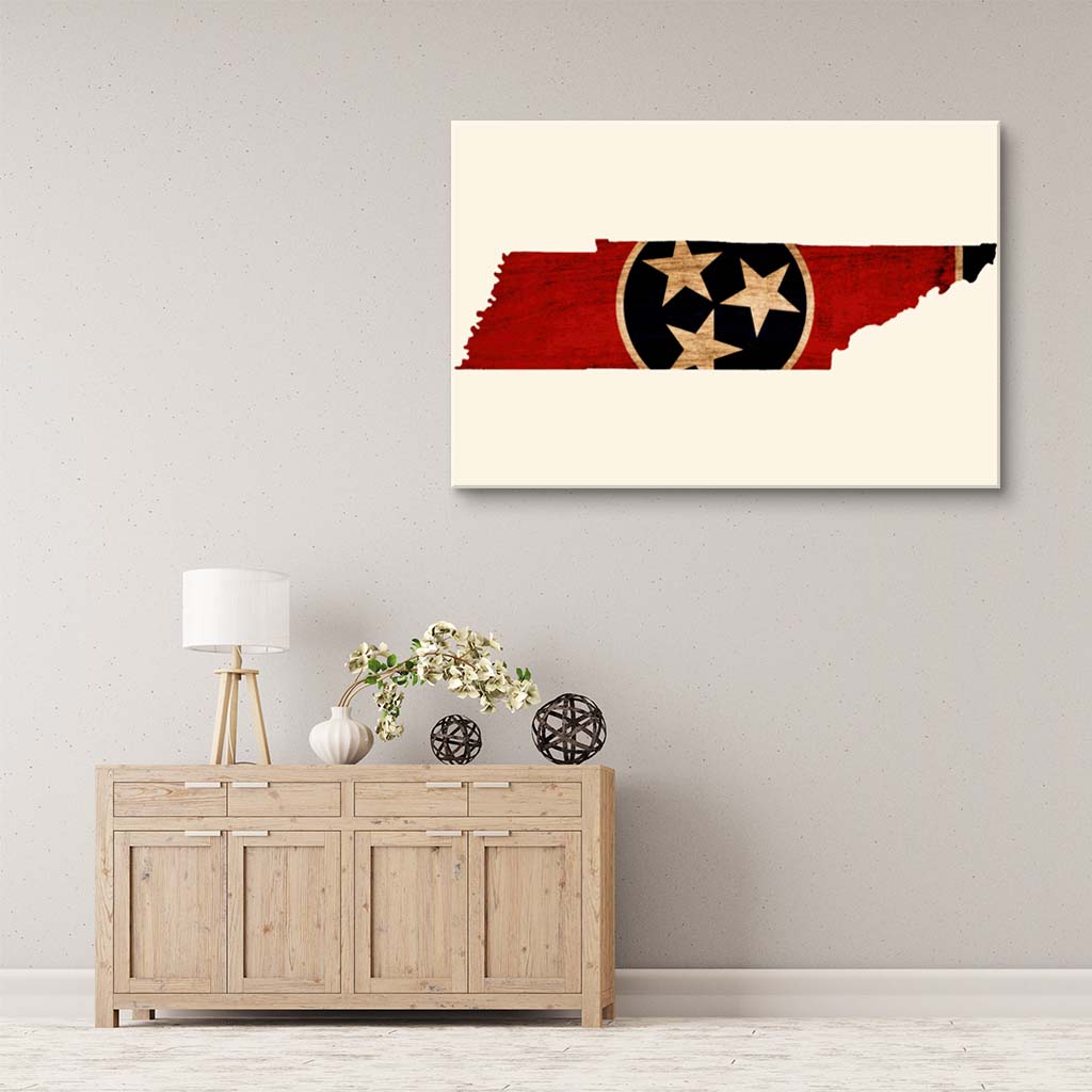 Rustic Tennessee Flag Silhouette Canvas Wall Art Print