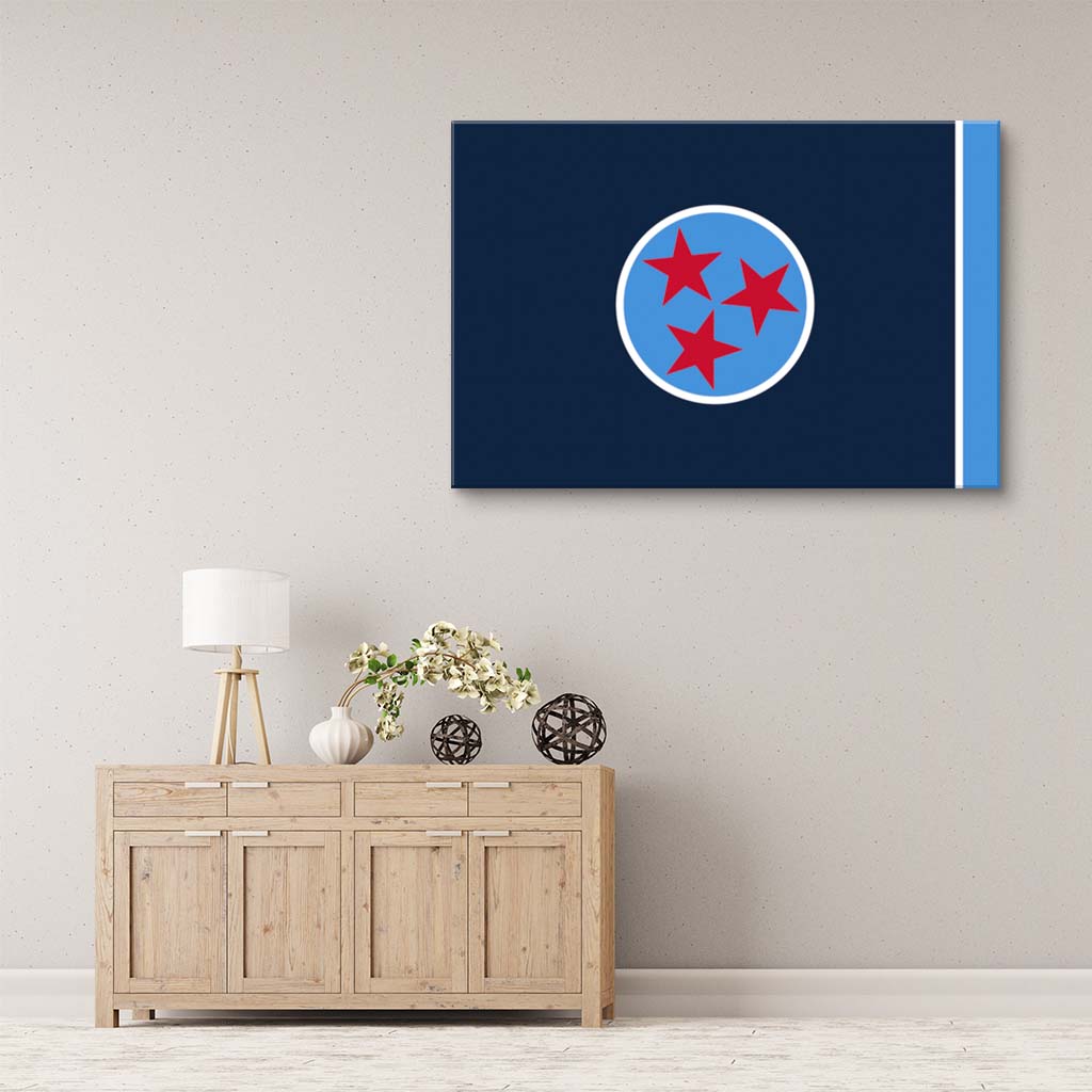 Navy & Teal Tennessee Flag Canvas Wall Art Print
