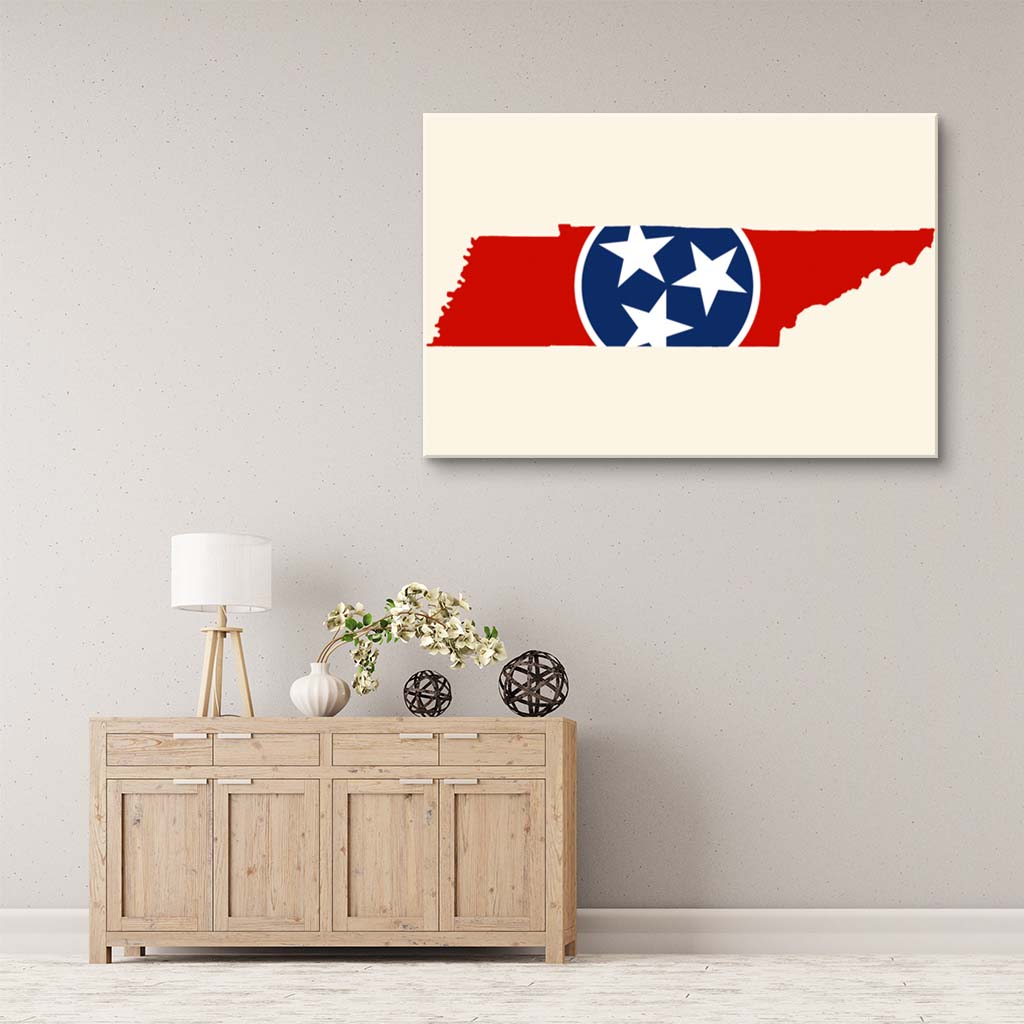 Tennessee Flag Silhouette Canvas Wall Art Print